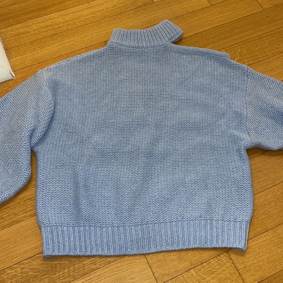 Misa Sanja Open Shoulder Mock Neck Sweater Blue - Picture 5 of 7